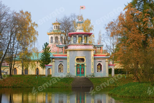 Preview: Squeaky (Chinese) Gazebo Cloudy October Afternoon In The Catherine Park. Tsarskoye Selo, Saint