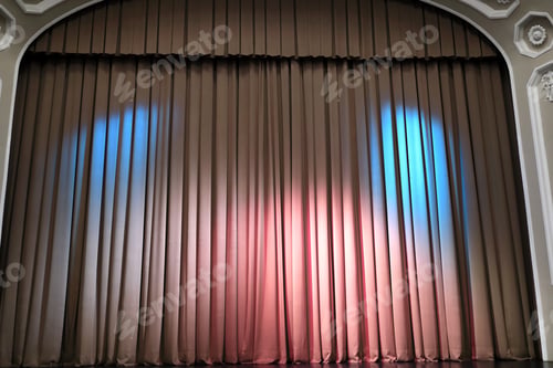 Preview: Details Of Empty Theater Stage With Curtain