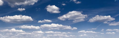 Preview: Panorama Of The White Fluffy Clouds In The Fantastic Blue Sky.