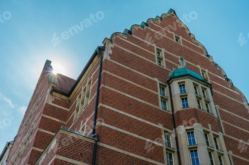 Preview: Big And Historical Brick Building With Little Lens Flare On The Roof