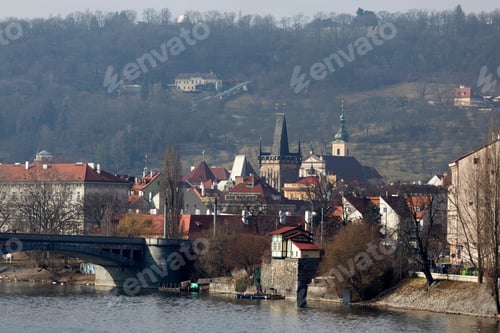 Preview: Early Spring Prague Lesser Town Above River Vltava In The Sunny Day, Czech Republic