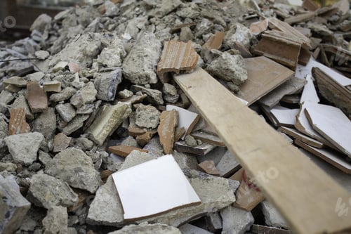 Preview: Rubble Of Tiles In House Demolition, Construction And Architecture