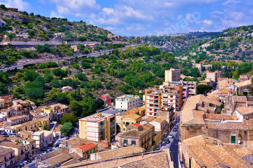 Preview: Panorama Of Modica Seen From The Bell Tower Of San Giorgio Sicily Italy
