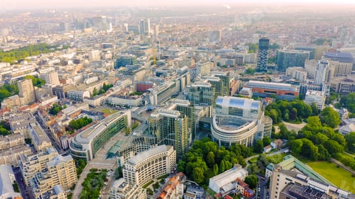 Preview: Brussels, Belgium. The Complex Of Buildings Of The European Parliament. State Institution, Aerial