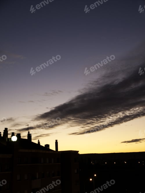 Preview: Dark Night City With Cloudy Sky, Landscape