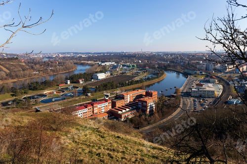 Preview: Winter Prague City From The Hill Baba In The Sunny Day, Czech Republic