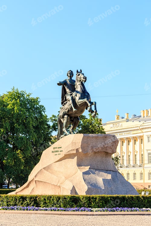 Preview: Saint-Petersburg, Russia. Monument To Peter I On Sennatskaya Square. Text Translated Into English