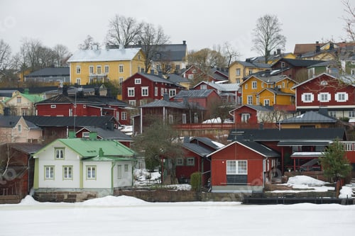 Preview: Porvoo Landscape On A Cloudy March Morning. Finland
