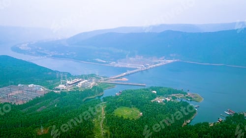 Preview: Krasnoyarsk Hydroelectric Power Station On The Yenisei River. Russia, From Dron