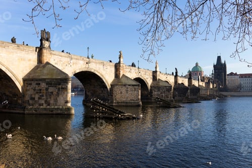 Preview: View On The Winter Prague Old Town With Charles Bridge, Czech Republic