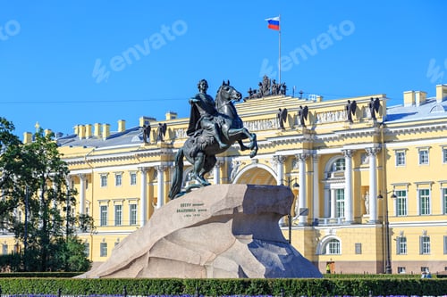 Preview: Saint-Petersburg, Russia. Monument To Peter I On Sennatskaya Square. Text Translated Into English