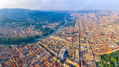 Preview: Turin, Italy. Panorama Of The City Aerial View.