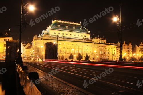 Preview: The View On Prague National Theatre In The Night, Czech Republic