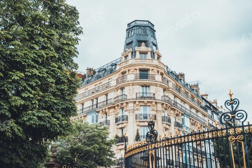 Preview: Historical Chateaux Styled Residential Building With A Corner Tower And Surrounded By A Very Ornate