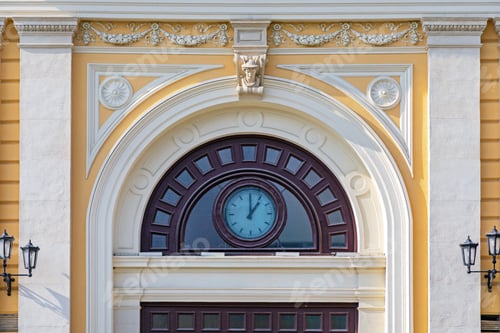 Preview: Clock In Arch At Old Train Station Belgrade Serbia