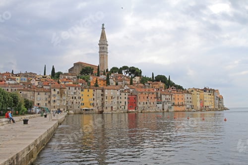 Preview: Rovinj, Croatia - June 19, 2010: Picturesque Town With Colourful Houses At Adriatic Sea In Rovinj