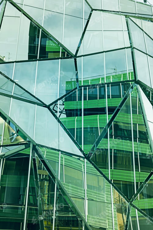 Preview: Crystals Houses With Reflections In Skyscraper Construction
