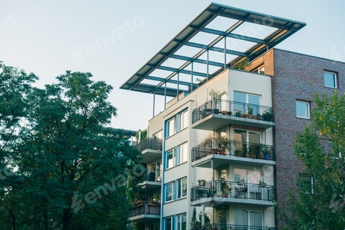Preview: Modern Apartment House With Futuristic Roof