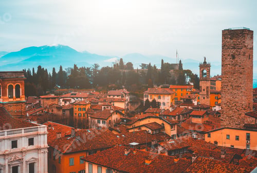 Preview: City Overview Over Ancient District Of Bergamo At Italy