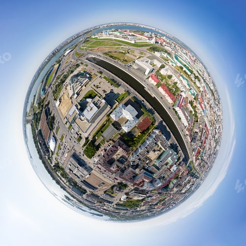 Preview: Kazan, Russia. Kremlin. 360 Degree Aerial Panoramic Asteroid