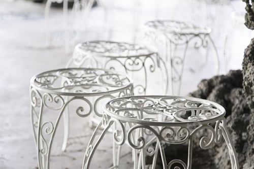 Preview: Terrace Of A Bar On The Street, Detail Of A Few Tables And Chairs