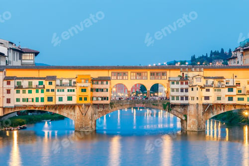 Preview: The Old Medieval Bridge Ponte Vecchio In Florence At Sunset.