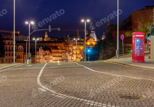 Preview: Porto. Night Street In The Old Town.