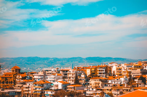 Preview: Overview About An Mediterranean Village With Copy Space In The Sky