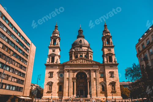Preview: Low Colored Picture Of St. Stephen'S Basilica With Clean Darken Sky For Copyspace