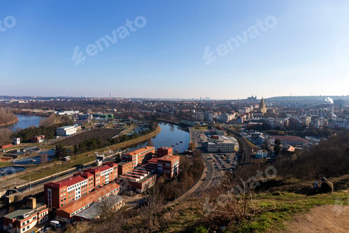 Preview: Winter Prague City From The Hill Baba In The Sunny Day, Czech Republic