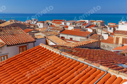 Preview: Aerial View Of The City On A Sunny Day. Cefalu. Sicily. Italy.