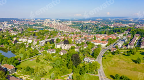 Preview: Bern, Switzerland. Historic City Center, General View, Aare River, Aerial View