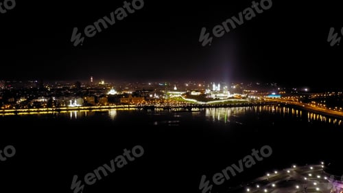 Preview: Kazan, Russia. Aerial View Of The Kazan Kremlin. Night Time, Aerial View