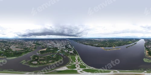 Preview: Yaroslavl, Russia. Park On The Spit (Spit). Panoramic View Of Th