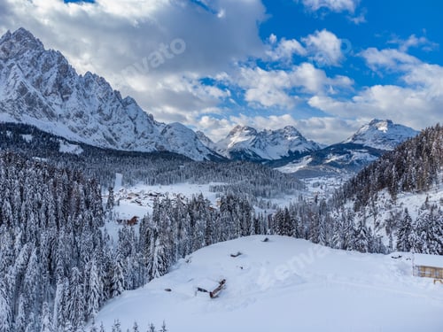 Preview: Mountain In The Snow. Sappada, Geometries And Panoramas From Above.