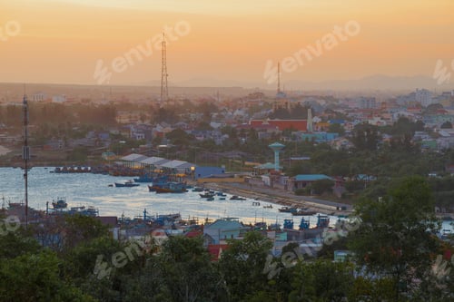 Preview: The Town Of Phan Thiet Is In The Sunset. Vietnam