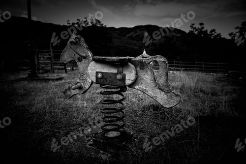 Preview: Wooden Horse Abandoned Playground, Games And Fun, Childhood