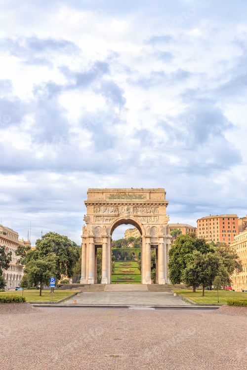 Preview: Italy, Genoa. Arch Of Victory. Text In En: Genoa. The Sons Dead For The Homeland Fighting On The
