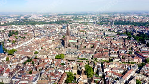 Preview: Strasbourg, France. The Historical Part Of The City, Strasbourg Cathedral, Aerial View