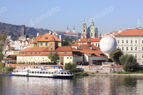 Preview: View On The Autumn Prague Gothic Castle Above River Vltava, Czech Republic
