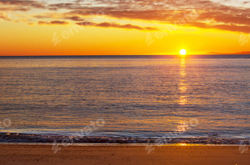 Preview: Scenic Colorful Sunset At The Sea Coast. Good For Wallpaper Or Background Image. Beautiful Nature
