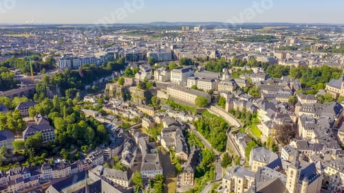 Preview: Luxembourg, Historical City Center In The Morning, Aerial View