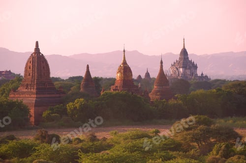 Preview: Ancient Temples Of Bagan In The Violet Twilight. Myanmar