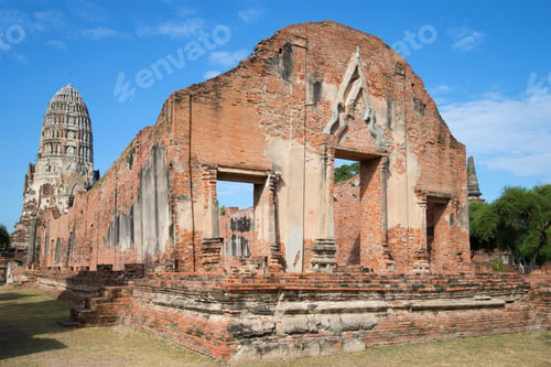 Preview: Ruins Of A Vikhara Of The Ancient Buddhist Temple Of Wat Ratcha Burana Close Up. Ayutthaya, Thailand