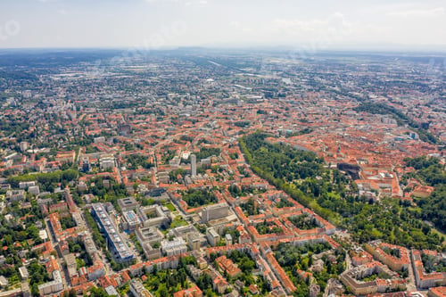 Preview: Graz, Austria. Panorama Of The City. Aerial View Of The City And Its Surroundings