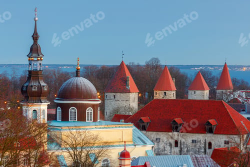 Preview: Tallinn. Aerial View Of The City At Dawn.