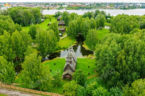 Preview: Russia, Kostroma. Kostroma Sloboda. Traditional Russian Houses And Churches. Aerial View