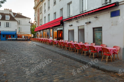 Preview: Paris. Famous Old Streets On The Montmartre Hill.