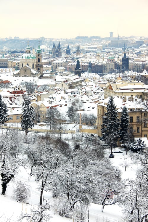 Preview: View On Snowy Prague, Beautiful Medieval City Of Czech Republic