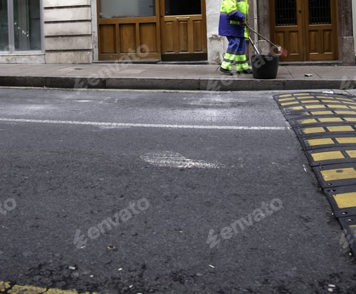 Preview: Sweeper Cleaning Street, People Working, Professions